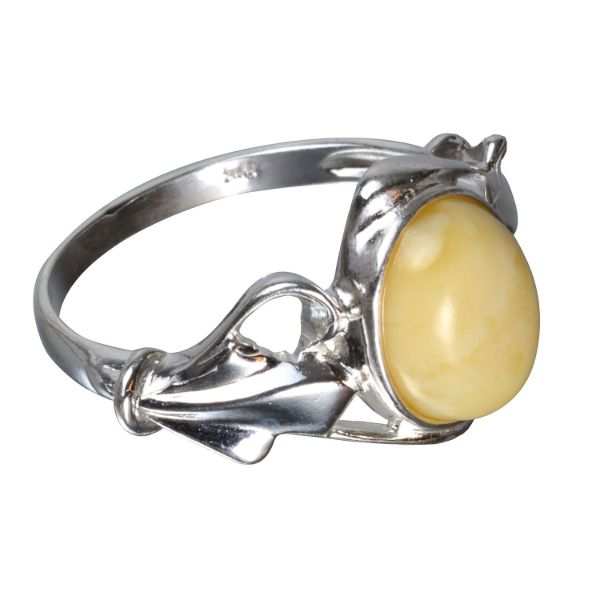 Sterling Silver and Baltic Butterscotch Amber Ring Adalyn; size 8.5