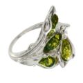 "Layla" Baltic Green Amber Ring in Sterling Silver