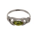 Image of Baltic Green Amber Ring "Lucy" side View Top View