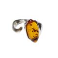 Sterling Silver and Baltic Honey Amber Adjustable Ring