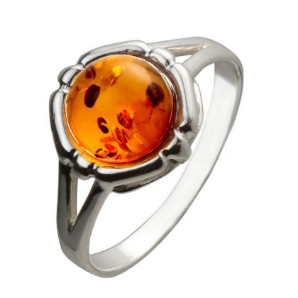 Sterling Silver and Baltic Honey Amber Ring "Clara"