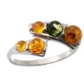 Baltic Multicolored Amber Ring "Aria"