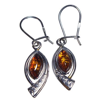 Sterling Silver Baltic Honey Amber Earrings "Johanna"