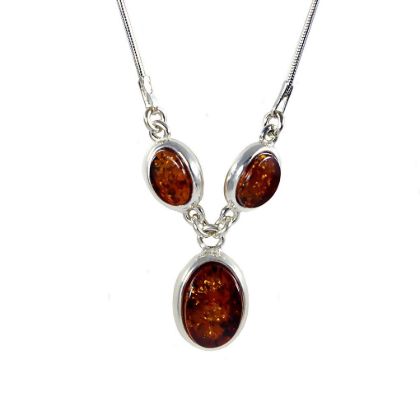 Sterling Silver and Baltic Honey Amber Necklace "Milena"