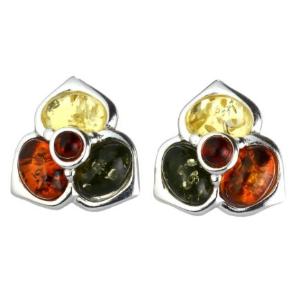 Baltic Multicolored Amber Earrings "Jasmine"