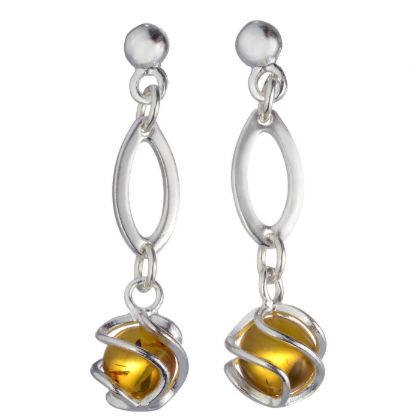 Sterling Silver and Baltic Honey Amber Earrings "Grace"