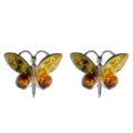 Baltic Multicolored Amber Earrings "Butterfly"