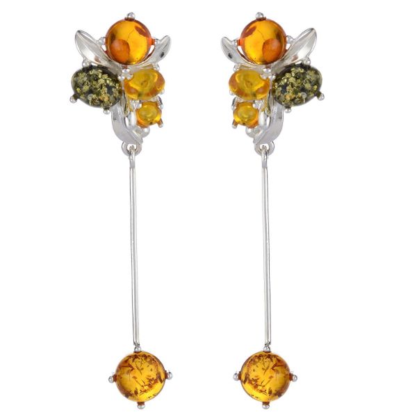 Baltic Multi Colored Amber Earrings "Victoria"