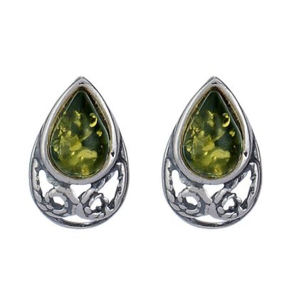 Baltic Green Amber Earrings "Phoebe"