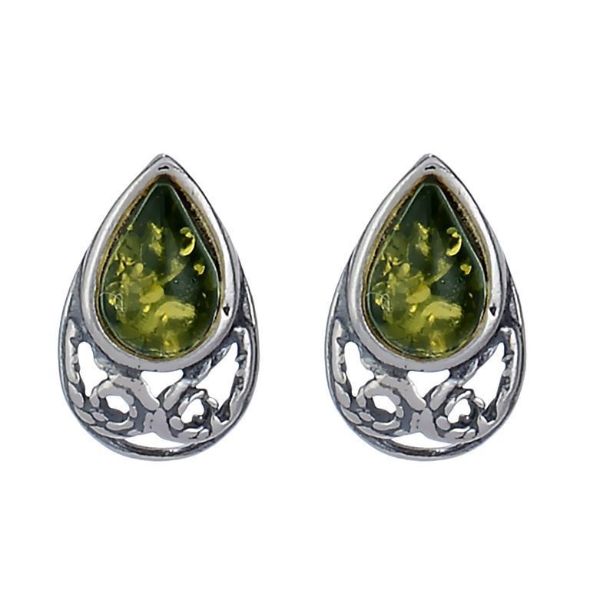 Baltic Green Amber Earrings "Phoebe"