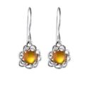 Sterling Silver Baltic Honey Amber Fish Hook Earrings