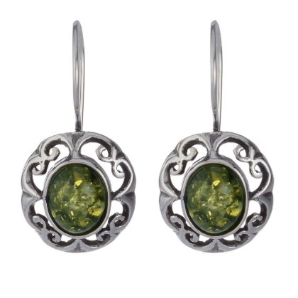 Baltic Green Amber Earrings "Camila"