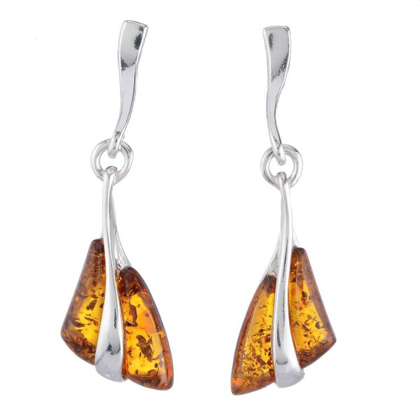 Baltic Honey Amber Earrings "Triangle"