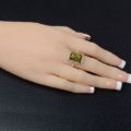 Baltic Green Rectangle Amber Ring