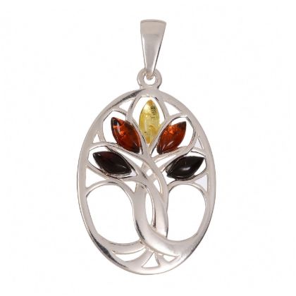 Baltic Multi Colored Amber Pendant "Tree Of Life"