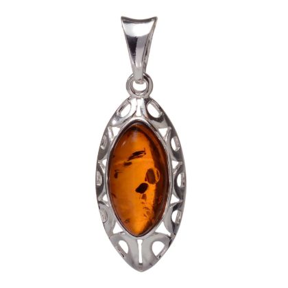 Baltic Honey Amber Pendant "Petal"