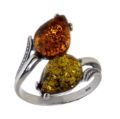 Baltic Multicolored Amber Ring "Tulips"