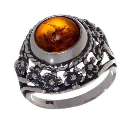 Baltic Honey Amber Ring "Meadow"