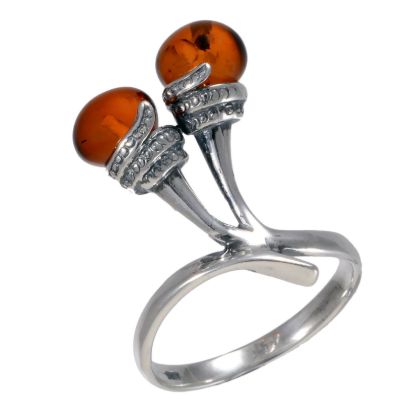Baltic Honey Amber Ring "Droplets"