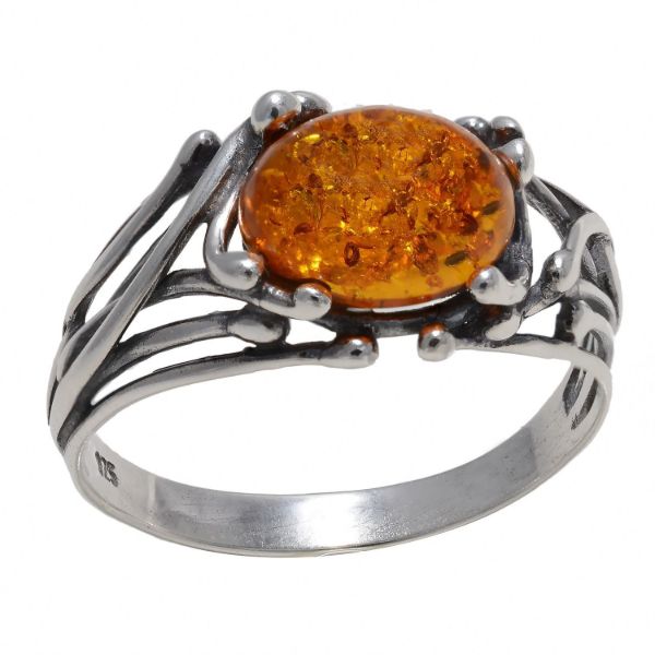 Baltic Honey Amber Ring "Willow"