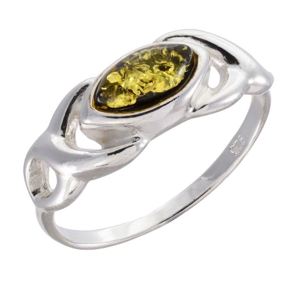 Image of Baltic Green Amber Ring "Lucy"