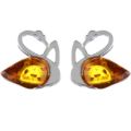Baltic Honey Amber Stud Earrings "Swan"
