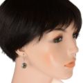 Sterling Silver and Baltic Green Round Amber Dangling Earrings