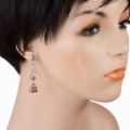 Multicolored Amber Dangling Earrings "Loving Hearts"