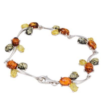 "Kayla" Baltic Amber Bracelet in Sterling Silver