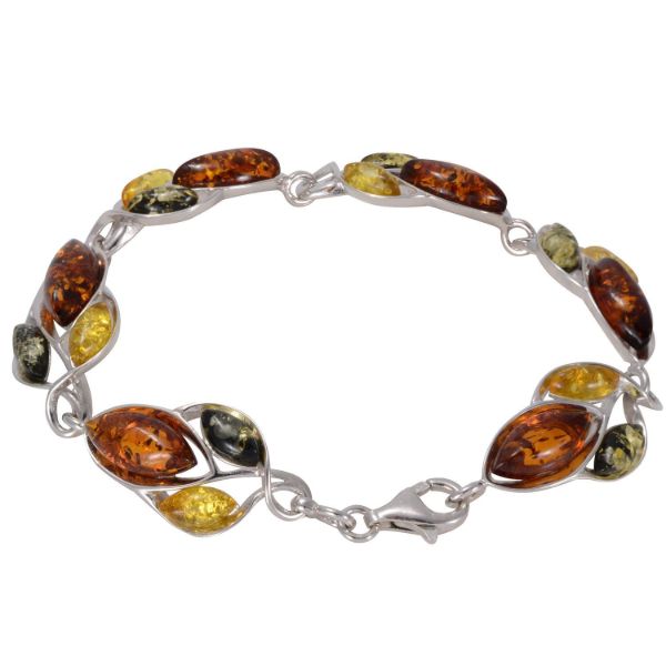 "April" Baltic Amber Bracelet in Sterling Silver