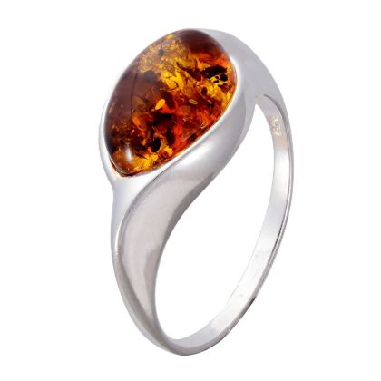 Sterling Silver and Baltic Honey Amber Ring "Donna"