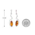 amber drop earrings compared to a coin