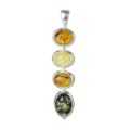 Sterling Silver and Baltic Multicolored Amber Pendant "Anna"