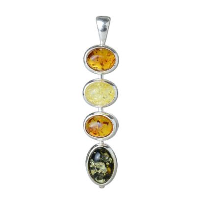 Sterling Silver and Baltic Multicolored Amber Pendant "Anna"