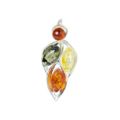 Sterling Silver and Baltic Multicolored Amber Pendant "April"