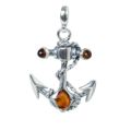 Sterling Silver and Baltic Amber Pendant "Anchor"