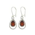 Sterling Silver and Baltic Honey Amber Kidney Hook Dangle Earrings