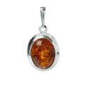 Sterling Silver and Baltic Honey Oval Amber Pendant "Aine"