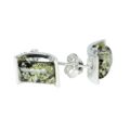 Sterling Silver and Baltic Green Amber Stud Earrings