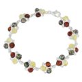 Sterling Silver Multi-Colored Baltic Amber Bracelet "Lily", Amber Jewelry Collection
