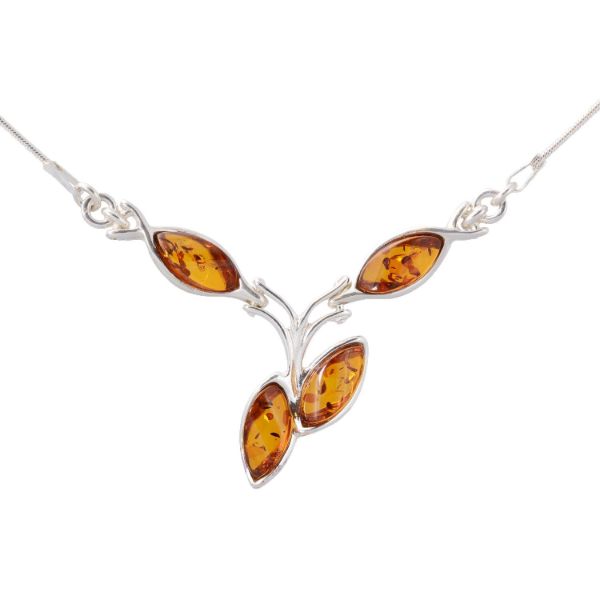 Sterling Silver and Baltic Honey Amber Necklace "Julianne"