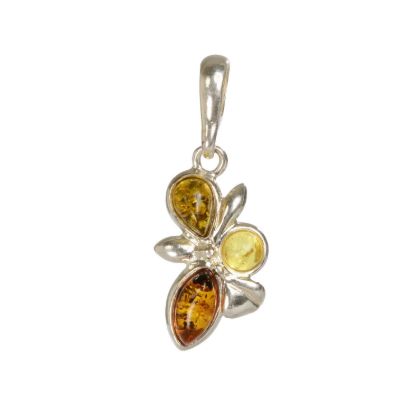Sterling Silver and Baltic Multicolored Amber Pendant "Martina"