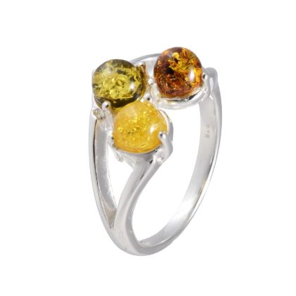 Sterling Silver and Baltic Multicolored Amber Ring