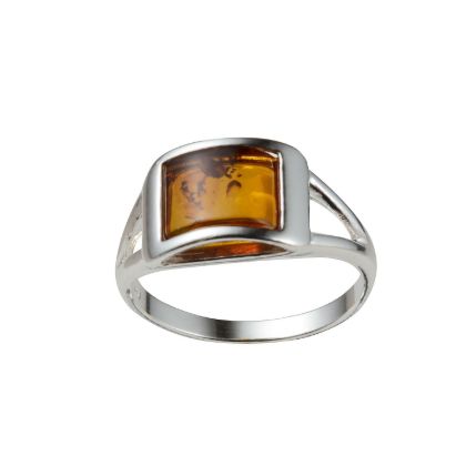Sterling Silver and Baltic Honey  Amber Ring  "Kira"