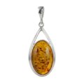 Sterling Silver and Baltic Honey Oval Amber Pendant "Emma"