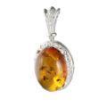 Sterling Silver and Baltic Honey Oval Amber Pendant "Ana"