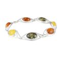 Sterling Silver Multi-Colored Baltic Amber Bracelet "Autumn", Amber Jewelry Collection