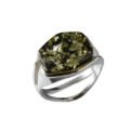 Sterling Silver Baltic Green Amber Ring