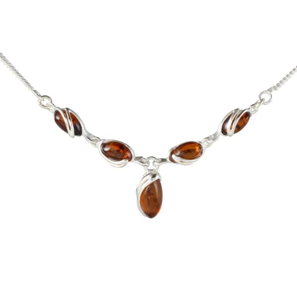 Sterling Silver Baltic Honey Amber Necklace "Gemma"