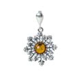 Sterling Silver and Baltic Amber Pendant "Snowflake"